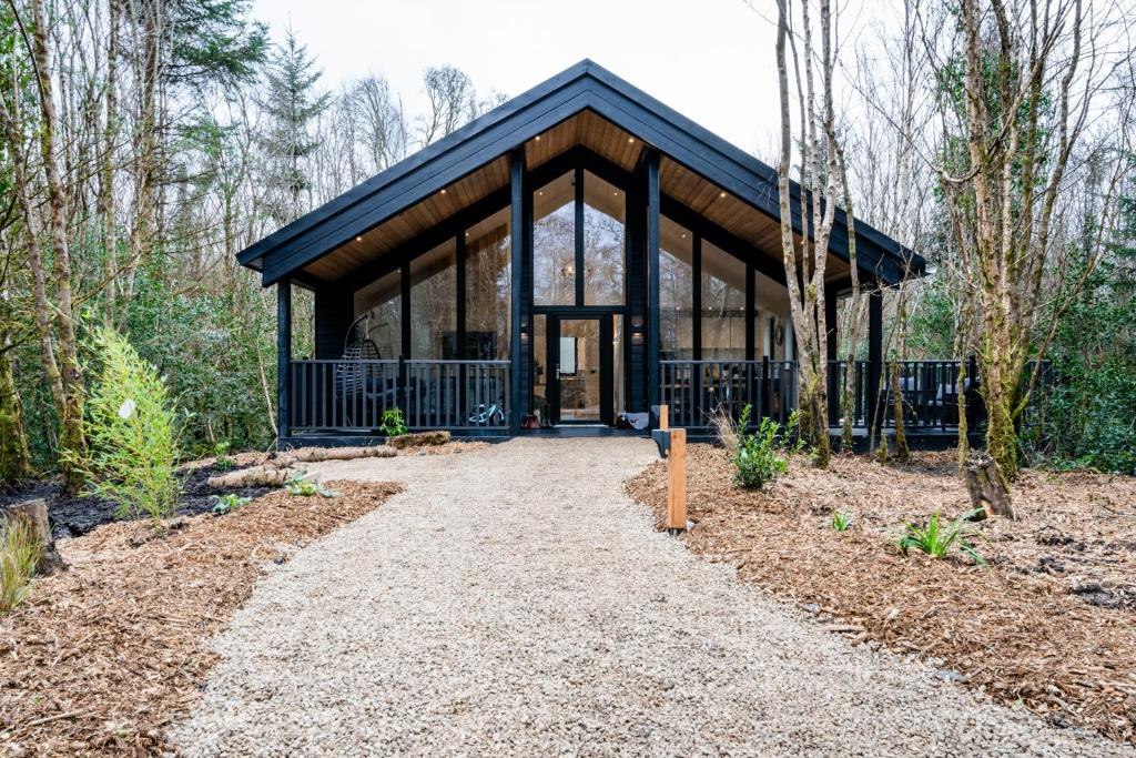 A Framespace-built holiday chalet at Drumhierny Woodland Hideaway, set in the woods near Leitrim Village